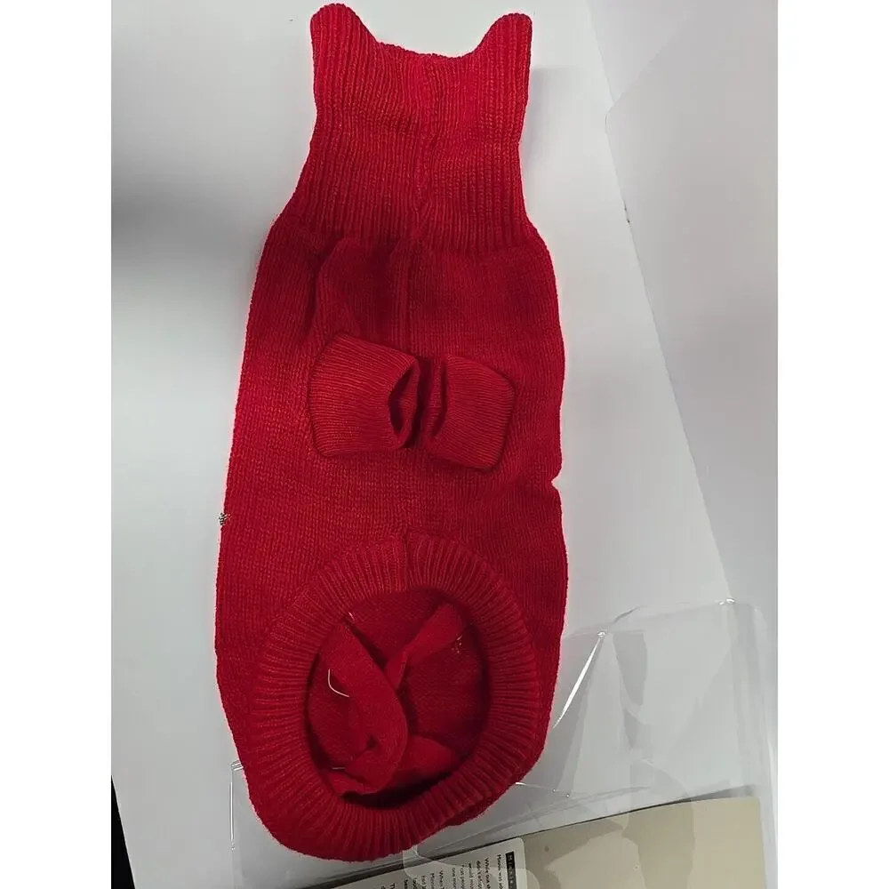 NEW Pet Costume, Chritsmas Sweater Holiday Sequined Snowman SIZE Small Red